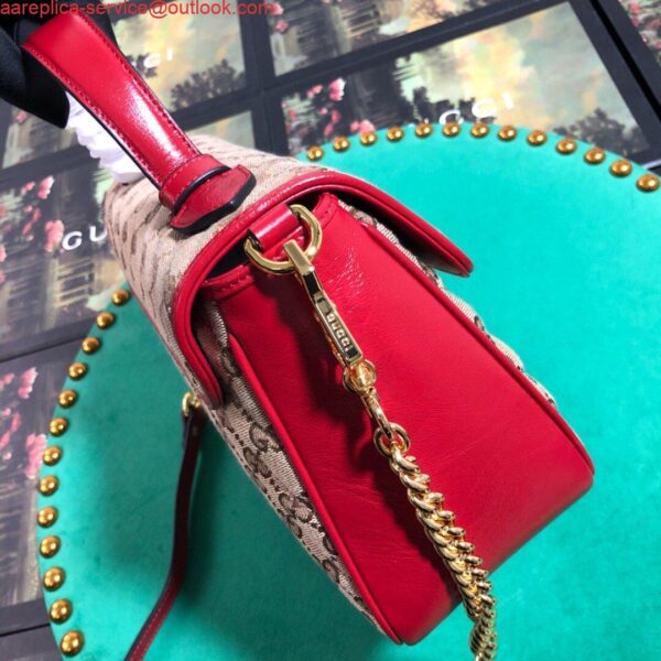 Replica Gucci 498110 GG Marmont Small Top Handle Bag Black Red 6