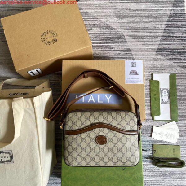 Replica Gucci 675891 Messenger bag with Interlocking G Beige and ebony 3