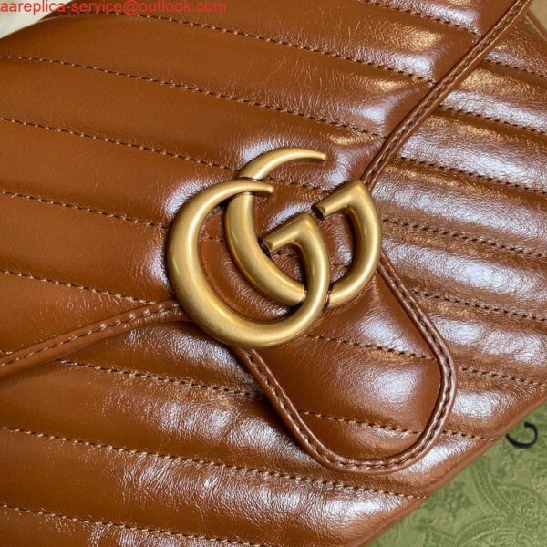 Replica Gucci 498110 GG Marmont Small Top Handle Bag Brown 5