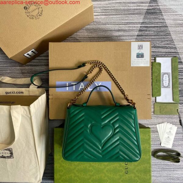 Replica Gucci 498110 GG Marmont Small Top Handle Bag Green 3