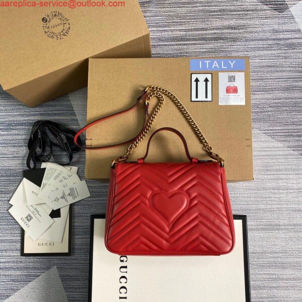 Replica Gucci 498110 GG Marmont Small Top Handle Bag Red 3