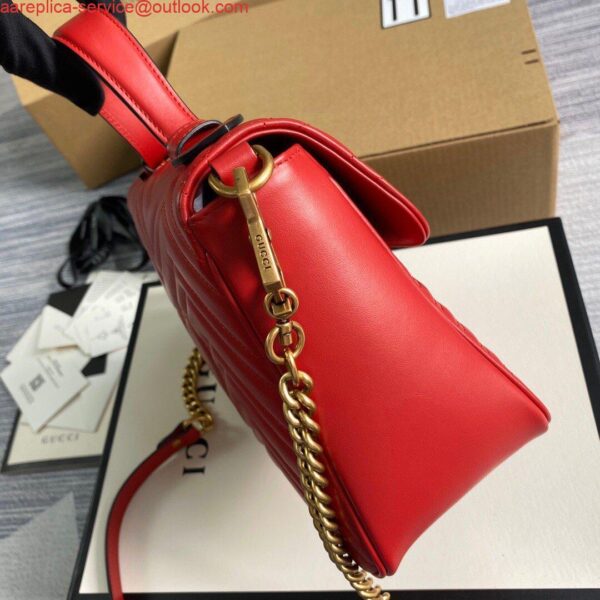 Replica Gucci 498110 GG Marmont Small Top Handle Bag Red 4