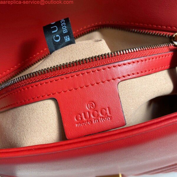 Replica Gucci 498110 GG Marmont Small Top Handle Bag Red 10