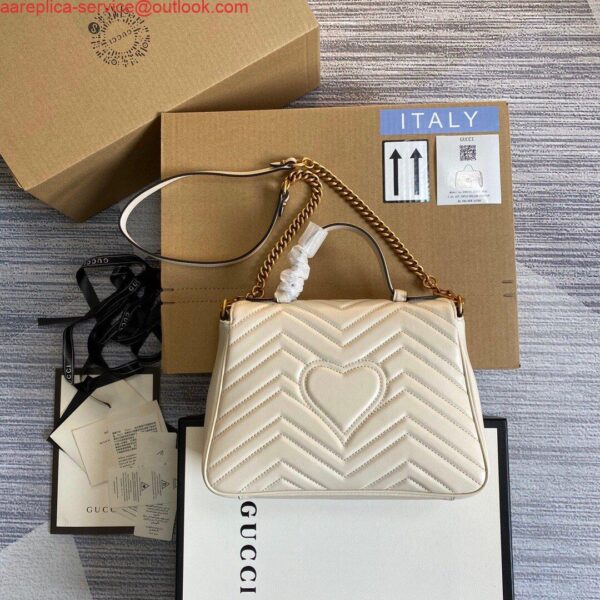 Replica Gucci 498110 GG Marmont Small Top Handle Bag White 3