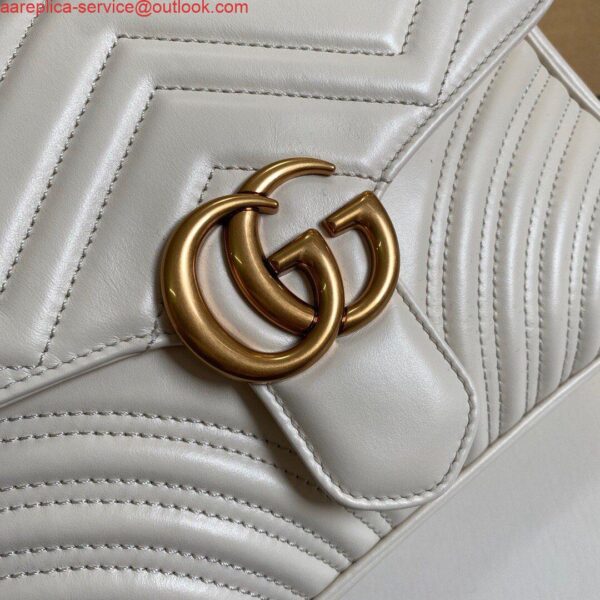 Replica Gucci 498110 GG Marmont Small Top Handle Bag White 5