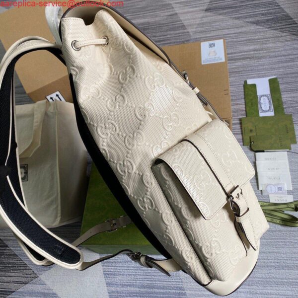 Replica Gucci 625770 GG Embossed Backpack White 4