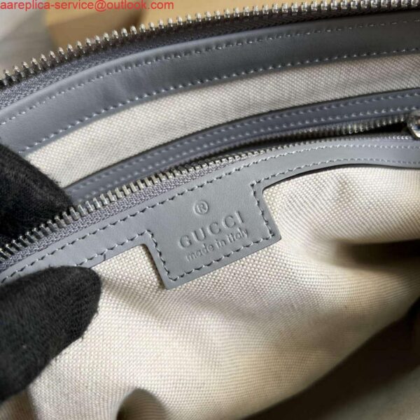 Replica Gucci 696009 GG Embossed Medium Messenger Bag Gray 10