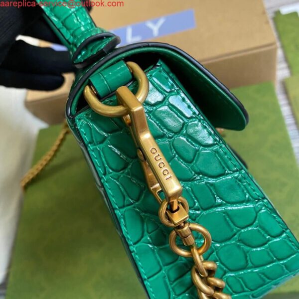 Replica Gucci ‎547260 GG Marmont Mini Crocodile Pattern Top Handle Bag Green 4