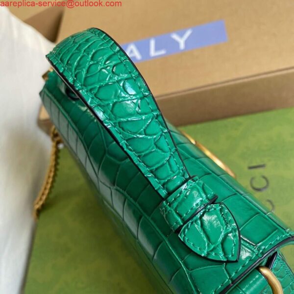 Replica Gucci ‎547260 GG Marmont Mini Crocodile Pattern Top Handle Bag Green 5