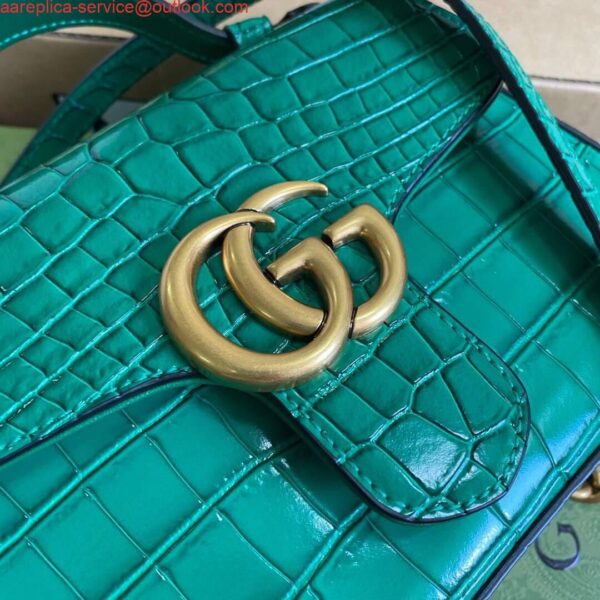 Replica Gucci ‎547260 GG Marmont Mini Crocodile Pattern Top Handle Bag Green 7