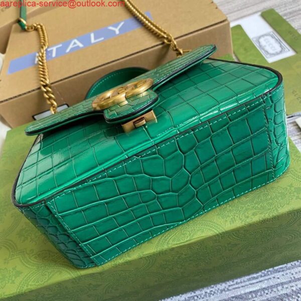 Replica Gucci ‎547260 GG Marmont Mini Crocodile Pattern Top Handle Bag Green 8