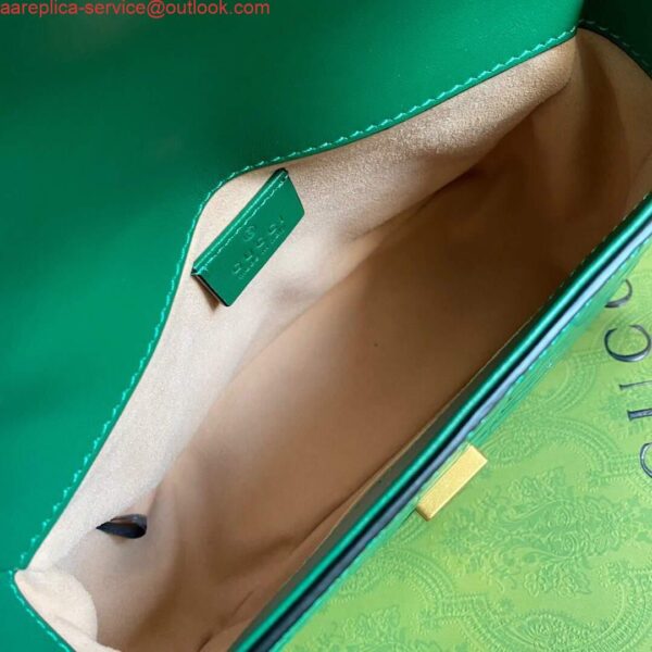 Replica Gucci ‎547260 GG Marmont Mini Crocodile Pattern Top Handle Bag Green 10