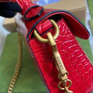 Replica Gucci ‎547260 GG Marmont Mini Crocodile Pattern Top Handle Bag Red 2