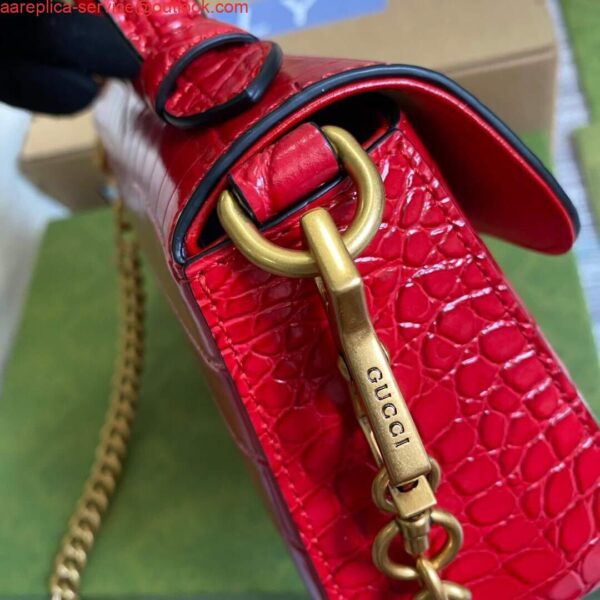 Replica Gucci ‎547260 GG Marmont Mini Crocodile Pattern Top Handle Bag Red 4