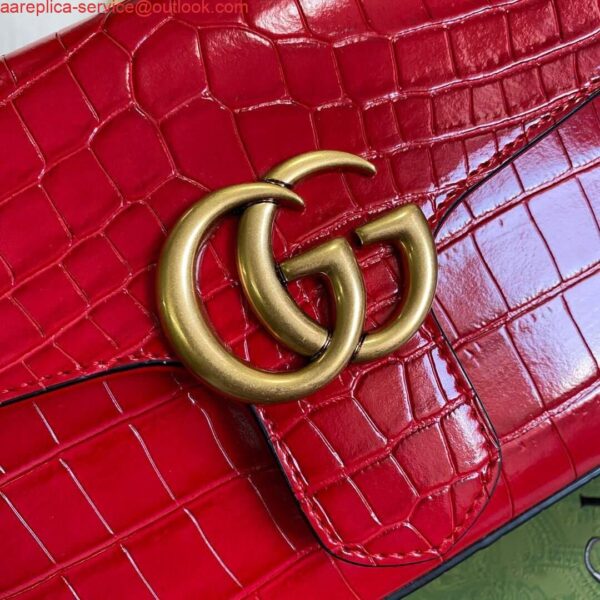 Replica Gucci ‎547260 GG Marmont Mini Crocodile Pattern Top Handle Bag Red 6