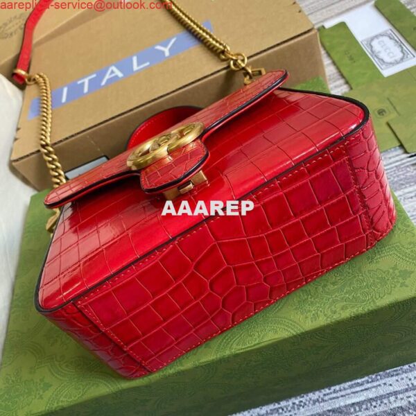 Replica Gucci ‎547260 GG Marmont Mini Crocodile Pattern Top Handle Bag Red 8