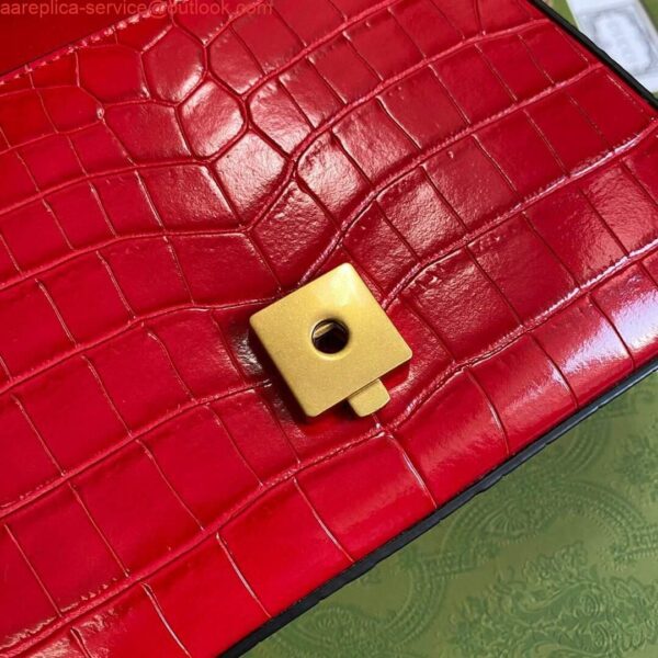 Replica Gucci ‎547260 GG Marmont Mini Crocodile Pattern Top Handle Bag Red 9