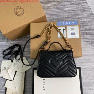 Replica Gucci ‎547260 GG Marmont Mini Top Handle Bag Black