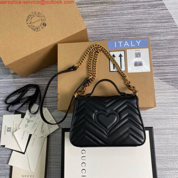 Replica Gucci ‎547260 GG Marmont Mini Top Handle Bag Black 3