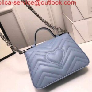 Replica Gucci ‎547260 GG Marmont Mini Top Handle Bag Blue 2