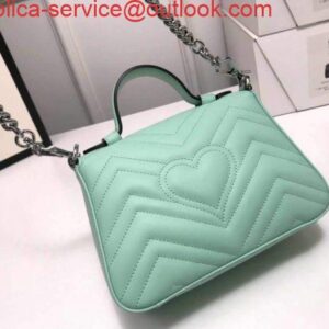 Replica Gucci ‎547260 GG Marmont Mini Top Handle Bag Green 2