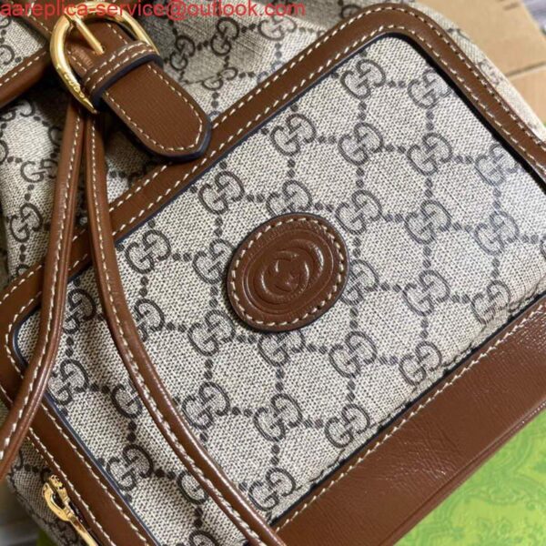 Replica Gucci 674147 Backpack with Interlocking G Beige and ebony 5