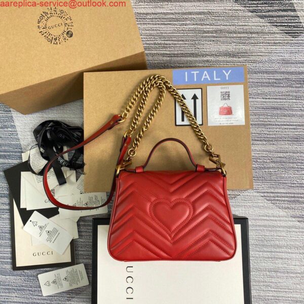 Replica Gucci ‎547260 GG Marmont Mini Top Handle Bag Red 3