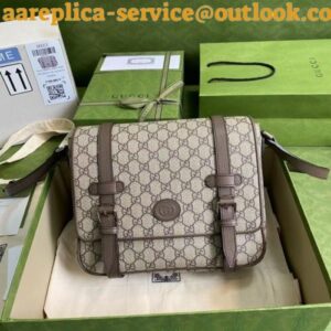 Replica Gucci Beige GG Messenger Bag with Double Belts 2