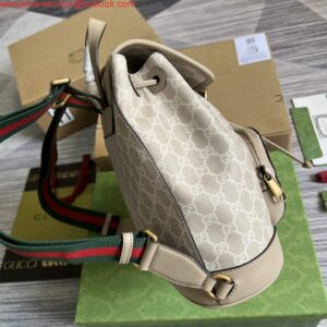 Replica Gucci 674147 Backpack with Interlocking G Beige and white 2