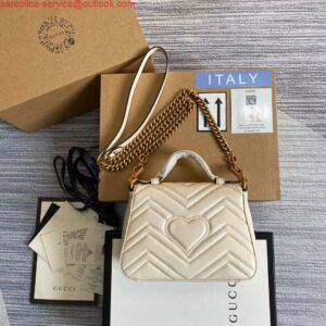 Replica Gucci ‎547260 GG Marmont Mini Top Handle Bag White