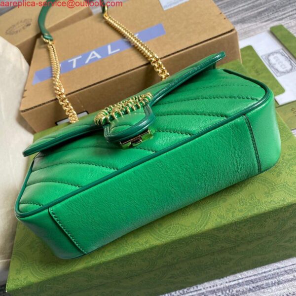 Replica Gucci 446744 GG Marmont Mini Matelassé Shoulder Bag Green 7