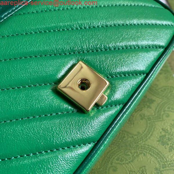 Replica Gucci 446744 GG Marmont Mini Matelassé Shoulder Bag Green 9