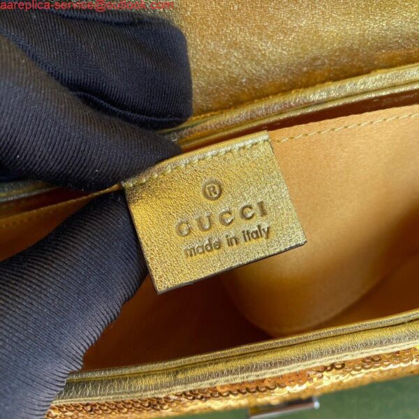 Replica Gucci 446744 GG Marmont Mini Sequin Shoulder Bag Gold 10