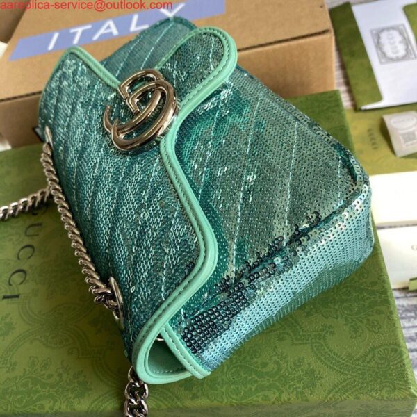 Replica Gucci 446744 GG Marmont Mini Sequin Shoulder Bag Green 4