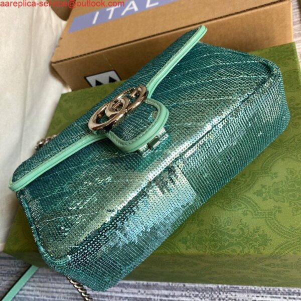 Replica Gucci 446744 GG Marmont Mini Sequin Shoulder Bag Green 5