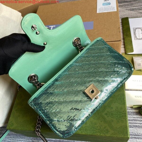 Replica Gucci 446744 GG Marmont Mini Sequin Shoulder Bag Green 8