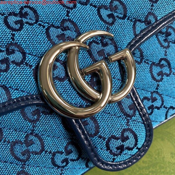 Replica Gucci 446744 GG Marmont Multicolor Mini Shoulder Bag Blue 5