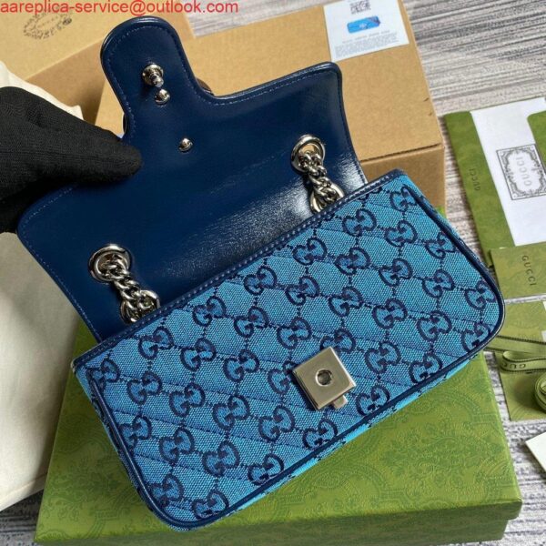 Replica Gucci 446744 GG Marmont Multicolor Mini Shoulder Bag Blue 9