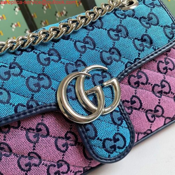 Replica Gucci 446744 GG Marmont Multicolor mini shoulder bag blue and pink 7