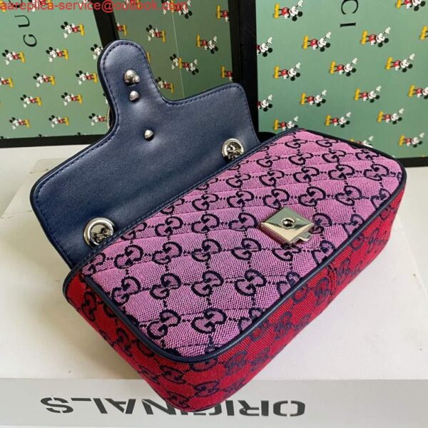 Replica Gucci 446744 GG Marmont Multicolor mini shoulder bag blue and pink 8