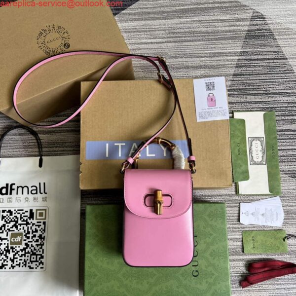 Replica Gucci 702106 Bamboo Mini Handbag Pink 3