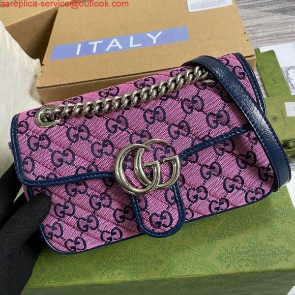 Replica Gucci 446744 GG Marmont Multicolor Mini Shoulder Bag Purple 7