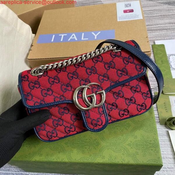 Replica Gucci 446744 GG Marmont Multicolor mini shoulder bag Red 7