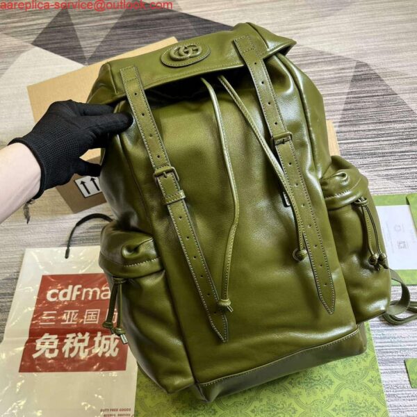 Replica Gucci 725657 Backpack With Tonal Double G Forest green 5