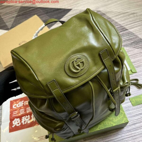 Replica Gucci 725657 Backpack With Tonal Double G Forest green 6