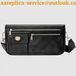 Replica Gucci Medium Messenger Bag In Black Soft Leather bags1221-2