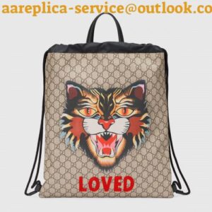 Replica Gucci Angry Cat Soft GG Supreme Drawstring Backpack