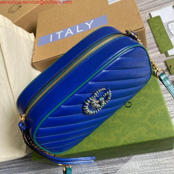 Replica Gucci 447632 GG Marmont Small Shoulder Bag Blue 7