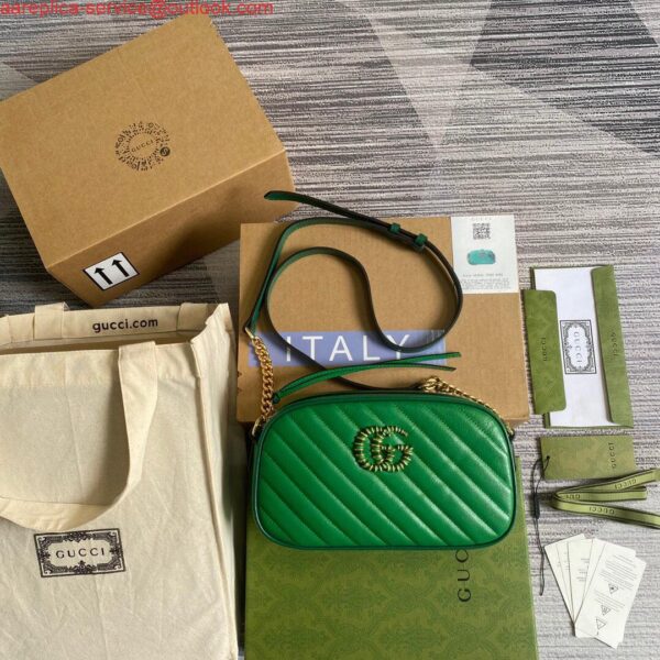 Replica Gucci 447632 GG Marmont Small Shoulder Bag Green 3