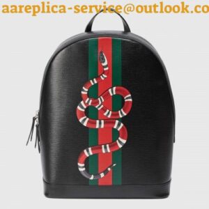 Replica Gucci Black Backpack Web And Kingsnake Print Leather